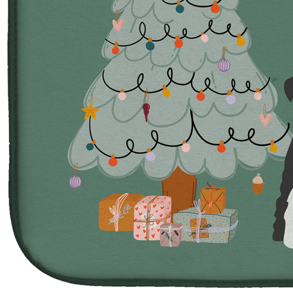 Salt and Pepper Standard Schnauzer Christmas Everyone Dish Drying Mat Absorbent Dish Drying Mat Pad for Kitchen Counter Dish Drainer Mat for Countertop, 14 x 21", Multicolor