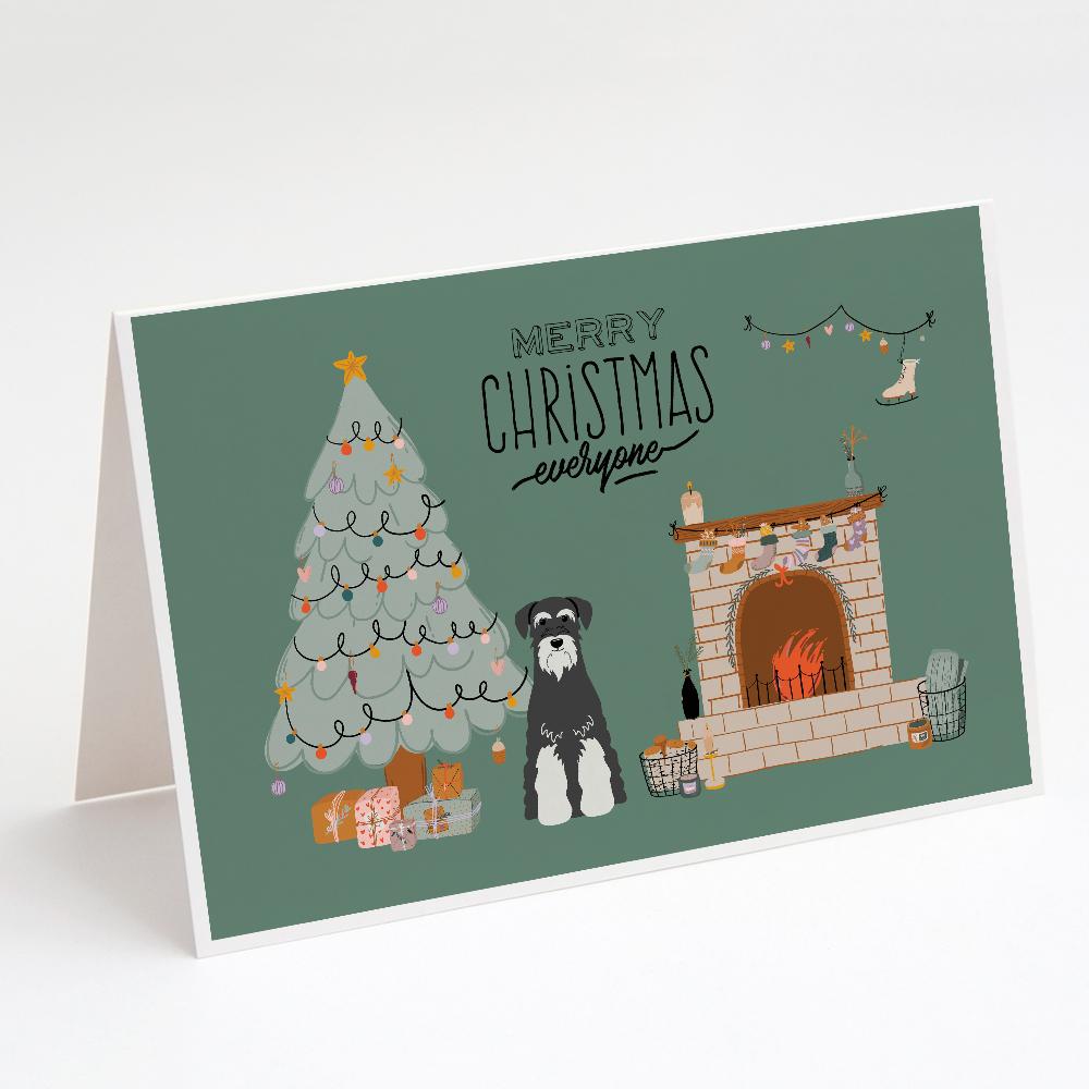 Salt and Pepper Standard Schnauzer Christmas Everyone Greeting Cards Pack of 8 Blank Cards with Envelopes Whimsical A7 Size 5x7
