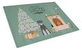 Black Grey Standard Schnauzer Christmas Everyone Cutting Board Tempered Glass Kitchen Cutting Surface, Heat Resistant Chopping, Non-Slip Feet, Food Prep & Serving