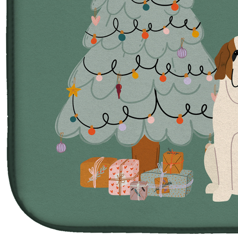 Saint Bernard Christmas Everyone Dish Drying Mat Absorbent Dish Drying Mat Pad for Kitchen Counter Dish Drainer Mat for Countertop, 14 x 21", Multicolor