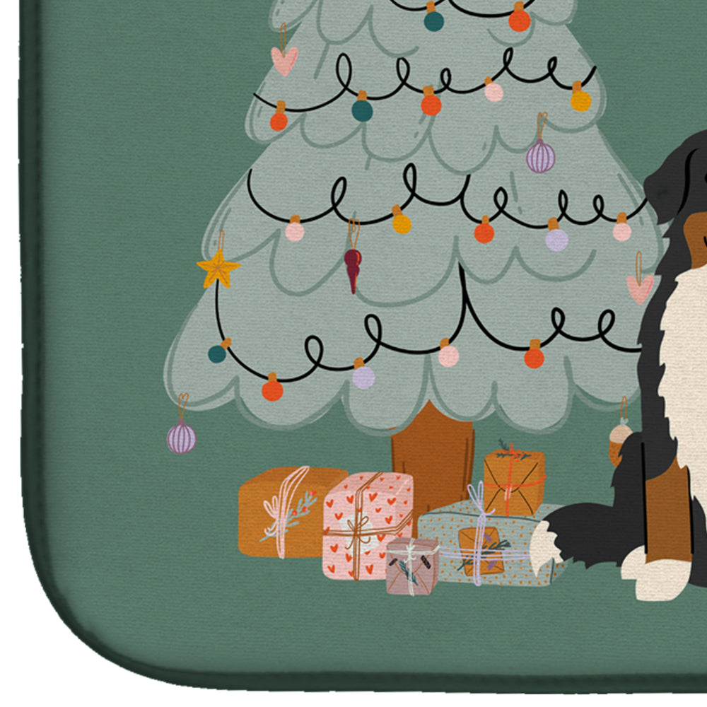 Bernese Mountain Dog Christmas Everyone Dish Drying Mat Absorbent Dish Drying Mat Pad for Kitchen Counter Dish Drainer Mat for Countertop, 14 x 21", Multicolor