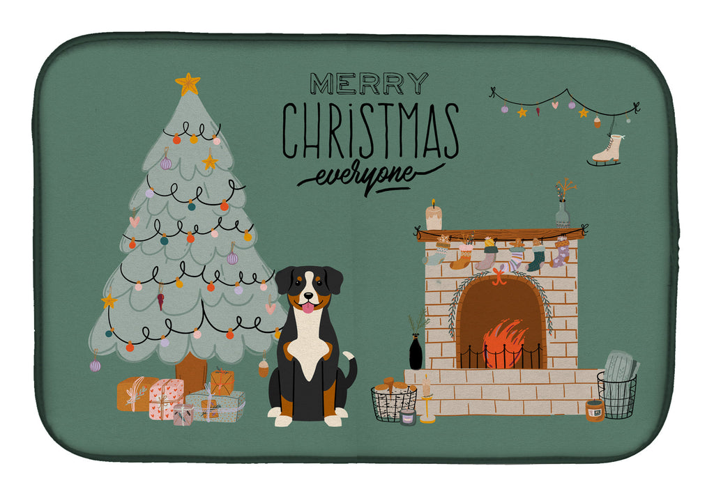 Entlebucher Christmas Everyone Dish Drying Mat Absorbent Dish Drying Mat Pad for Kitchen Counter Dish Drainer Mat for Countertop, 14 x 21", Multicolor