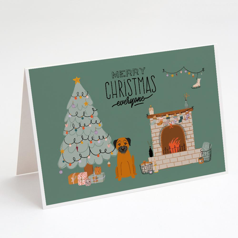 Border Terrier Christmas Everyone Greeting Cards Pack of 8 Blank Cards with Envelopes Whimsical A7 Size 5x7