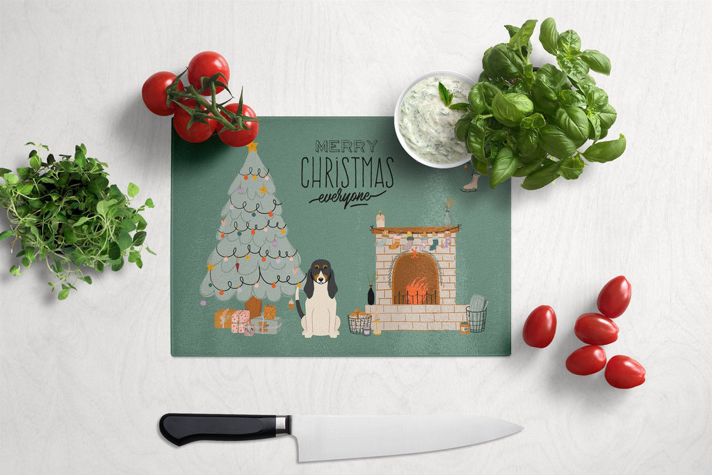 Swiss Hound Christmas Everyone Cutting Board Tempered Glass Kitchen Cutting Surface, Heat Resistant Chopping, Non-Slip Feet, Food Prep & Serving