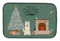White German Shepherd Christmas Everyone Dish Drying Mat Absorbent Dish Drying Mat Pad for Kitchen Counter Dish Drainer Mat for Countertop, 14 x 21", Multicolor