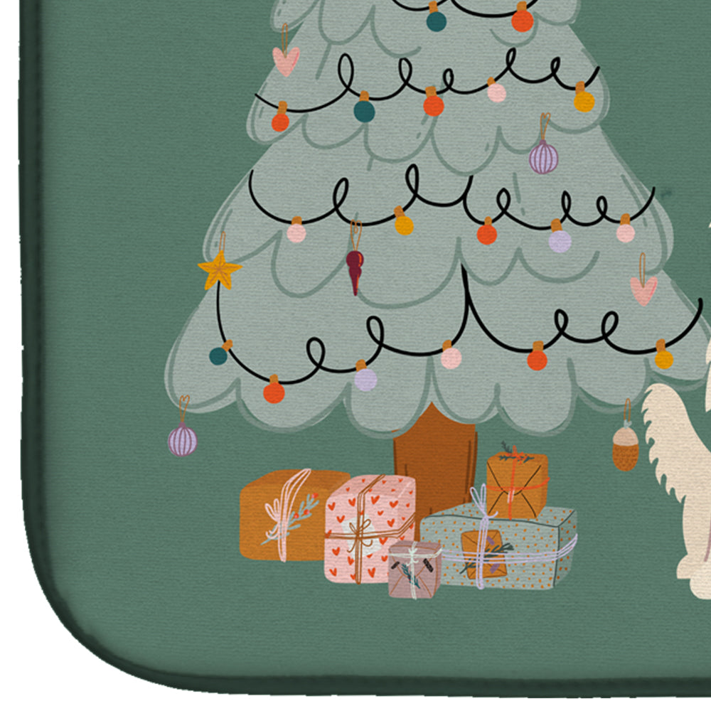 White German Shepherd Christmas Everyone Dish Drying Mat Absorbent Dish Drying Mat Pad for Kitchen Counter Dish Drainer Mat for Countertop, 14 x 21", Multicolor