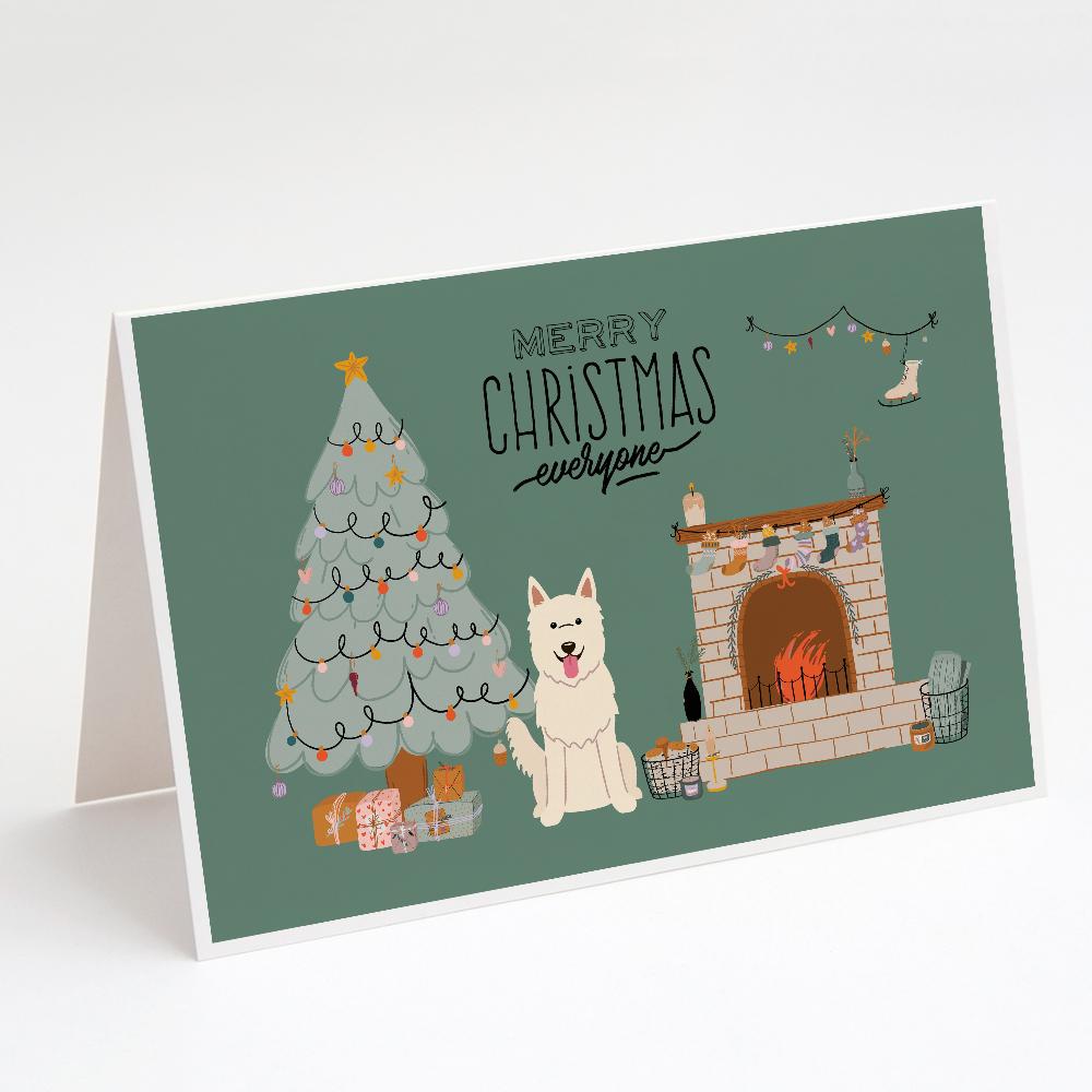 White German Shepherd Christmas Everyone Greeting Cards Pack of 8 Blank Cards with Envelopes Whimsical A7 Size 5x7