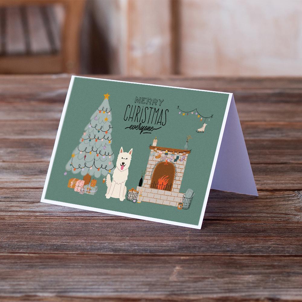 White German Shepherd Christmas Everyone Greeting Cards Pack of 8 Blank Cards with Envelopes Whimsical A7 Size 5x7