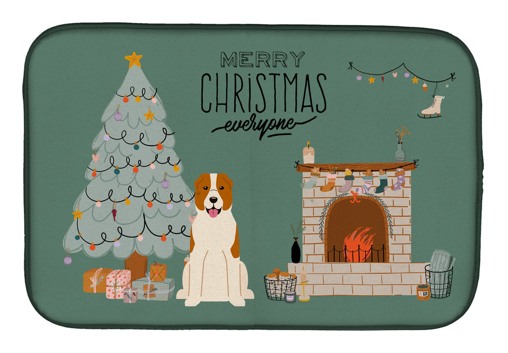 Central Asian Shepherd Dog Christmas Everyone Dish Drying Mat Absorbent Dish Drying Mat Pad for Kitchen Counter Dish Drainer Mat for Countertop, 14 x 21", Multicolor