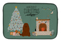 Caucasian Shepherd Dog Christmas Everyone Dish Drying Mat Absorbent Dish Drying Mat Pad for Kitchen Counter Dish Drainer Mat for Countertop, 14 x 21", Multicolor