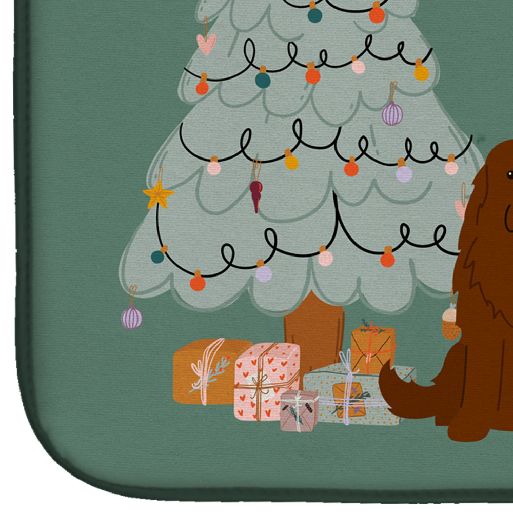 Caucasian Shepherd Dog Christmas Everyone Dish Drying Mat Absorbent Dish Drying Mat Pad for Kitchen Counter Dish Drainer Mat for Countertop, 14 x 21", Multicolor