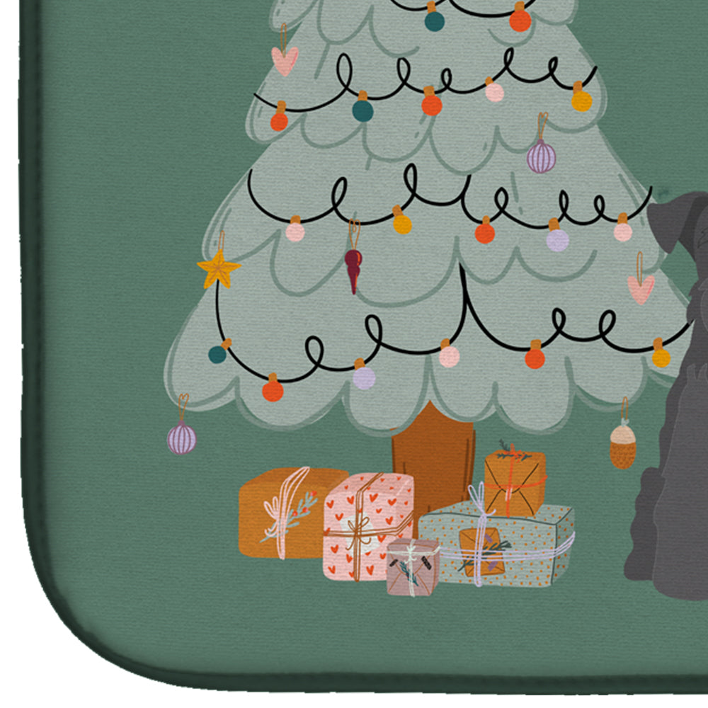Black Miniature Schnauzer Christmas Everyone Dish Drying Mat Absorbent Dish Drying Mat Pad for Kitchen Counter Dish Drainer Mat for Countertop, 14 x 21", Multicolor