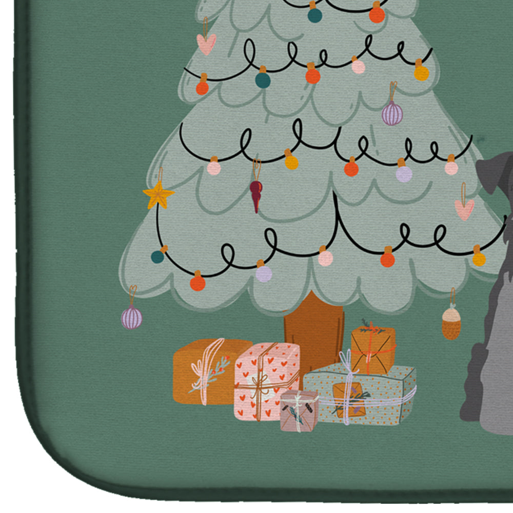 Black Silver Miniature Schnauzer Christmas Everyone Dish Drying Mat Absorbent Dish Drying Mat Pad for Kitchen Counter Dish Drainer Mat for Countertop, 14 x 21", Multicolor