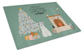 White Miniature Schnauzer Christmas Everyone Cutting Board Tempered Glass Kitchen Cutting Surface, Heat Resistant Chopping, Non-Slip Feet, Food Prep & Serving