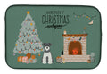 Salt and Pepper Miniature Schnauzer Christmas Everyone Dish Drying Mat Absorbent Dish Drying Mat Pad for Kitchen Counter Dish Drainer Mat for Countertop, 14 x 21", Multicolor