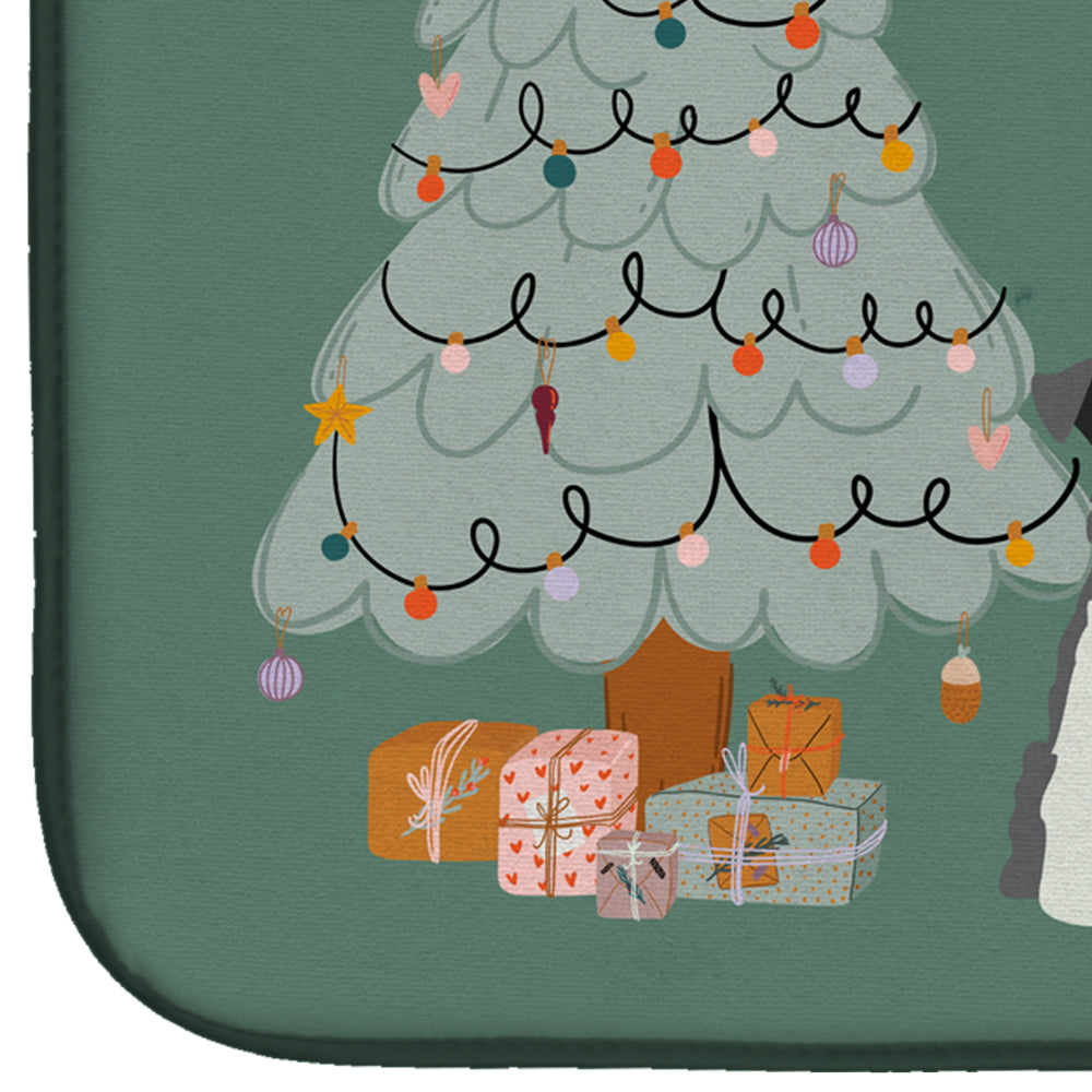 Salt and Pepper Miniature Schnauzer Christmas Everyone Dish Drying Mat Absorbent Dish Drying Mat Pad for Kitchen Counter Dish Drainer Mat for Countertop, 14 x 21", Multicolor