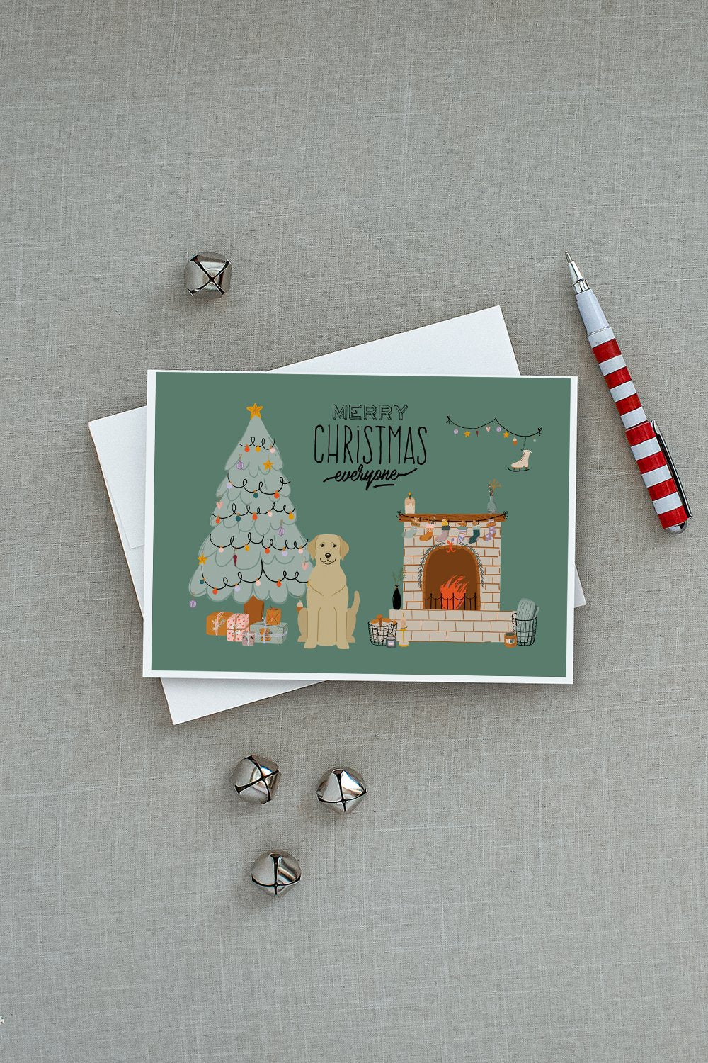 Yellow Labrador Christmas Everyone Greeting Cards Pack of 8 Blank Cards with Envelopes Whimsical A7 Size 5x7