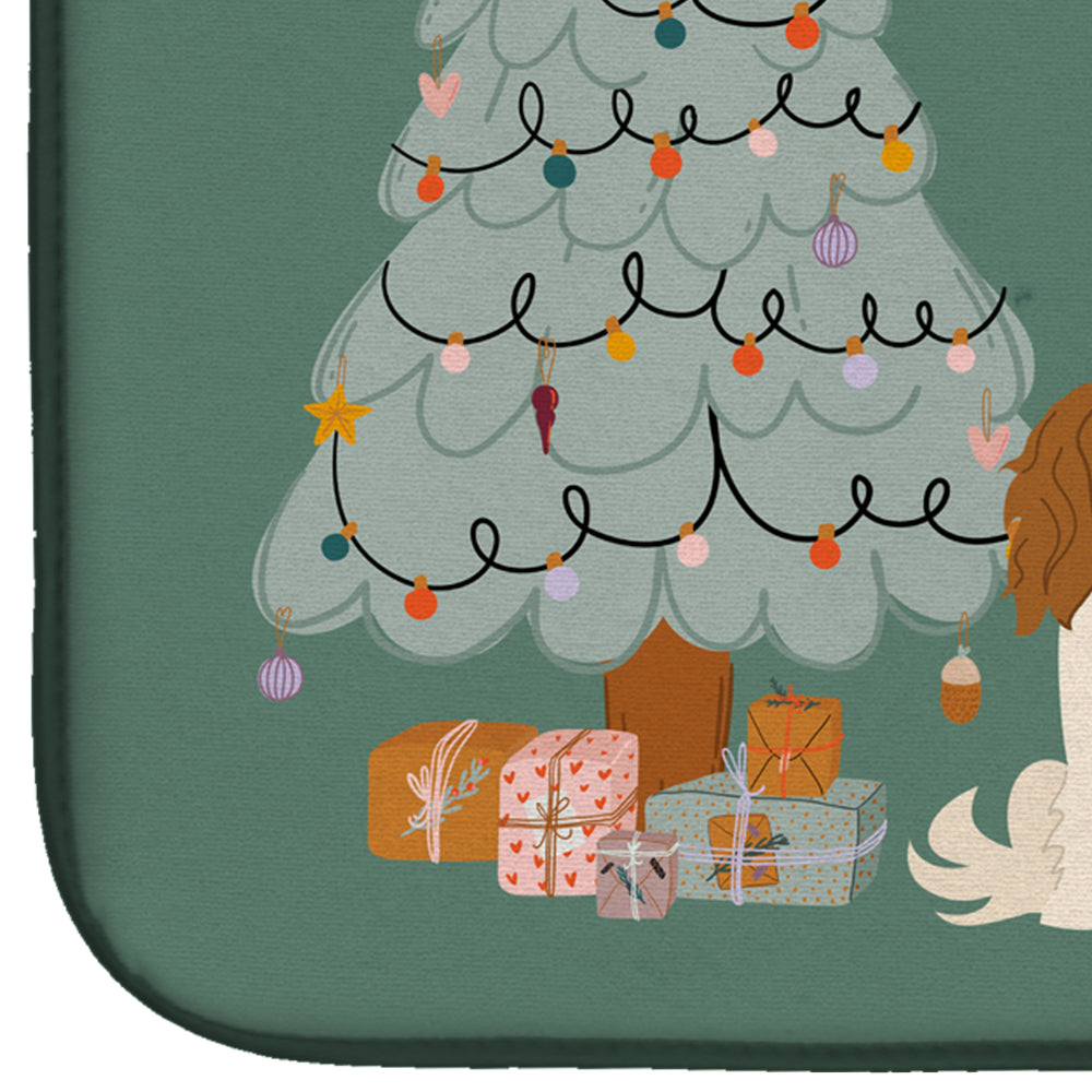 Cavalier Spaniel Christmas Everyone Dish Drying Mat Absorbent Dish Drying Mat Pad for Kitchen Counter Dish Drainer Mat for Countertop, 14 x 21", Multicolor