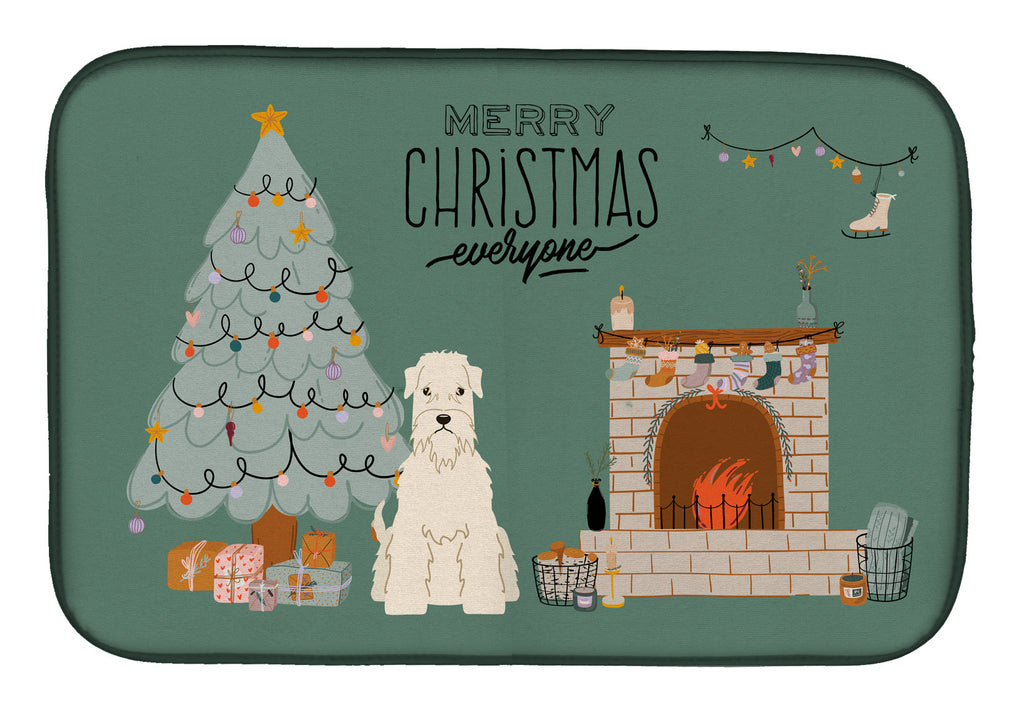 Soft Coated Wheaten Terrier Christmas Everyone Dish Drying Mat Absorbent Dish Drying Mat Pad for Kitchen Counter Dish Drainer Mat for Countertop, 14 x 21", Multicolor