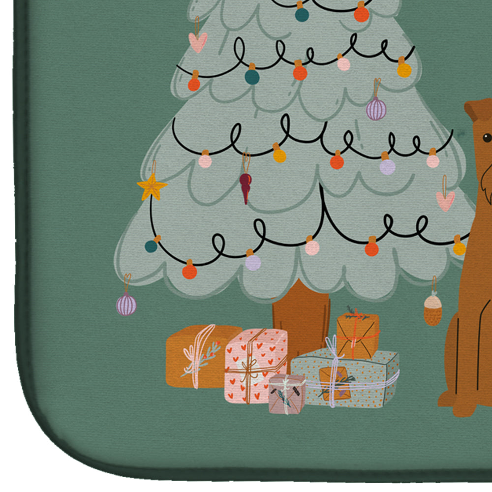 Irish Terrier Christmas Everyone Dish Drying Mat Absorbent Dish Drying Mat Pad for Kitchen Counter Dish Drainer Mat for Countertop, 14 x 21", Multicolor