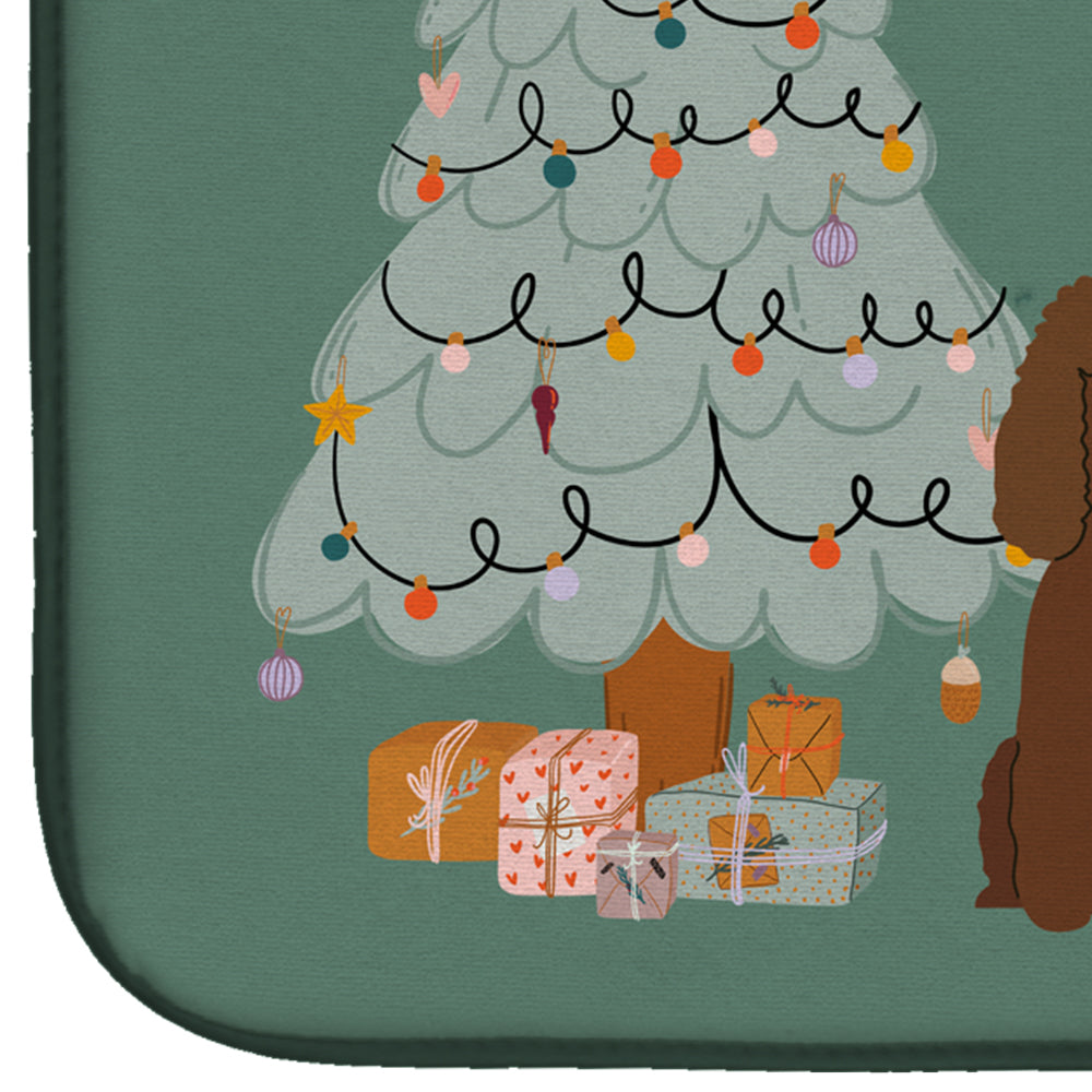 Irish Water Spaniel Christmas Everyone Dish Drying Mat Absorbent Dish Drying Mat Pad for Kitchen Counter Dish Drainer Mat for Countertop, 14 x 21", Multicolor