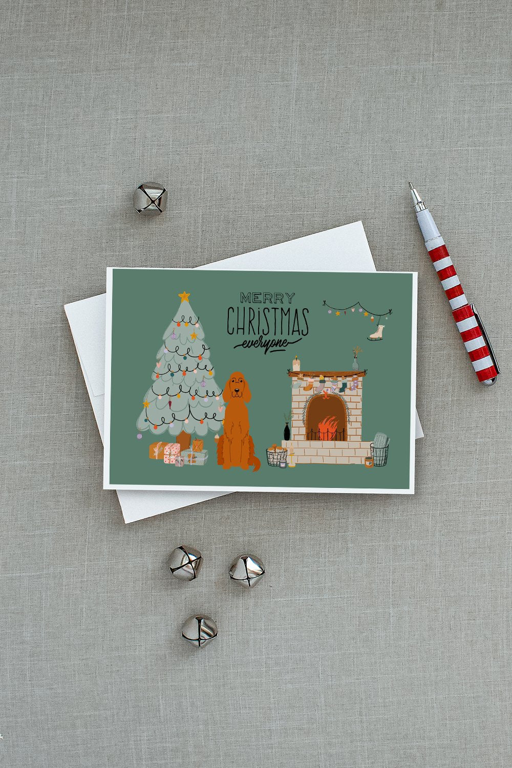 Irish Setter Christmas Everyone Greeting Cards Pack of 8 Blank Cards with Envelopes Whimsical A7 Size 5x7