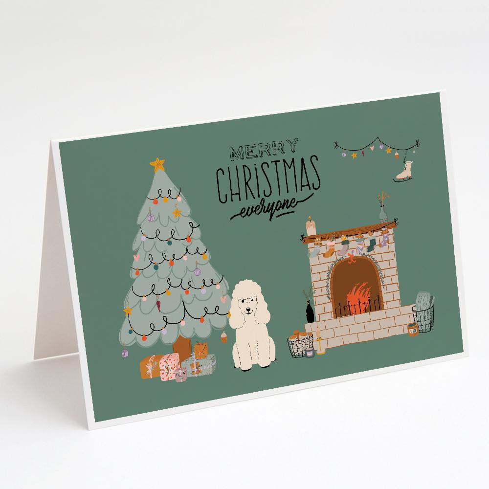 White Poodle Christmas Everyone Greeting Cards Pack of 8 Blank Cards with Envelopes Whimsical A7 Size 5x7