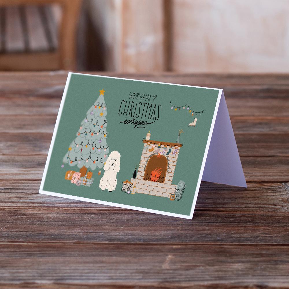 White Poodle Christmas Everyone Greeting Cards Pack of 8 Blank Cards with Envelopes Whimsical A7 Size 5x7