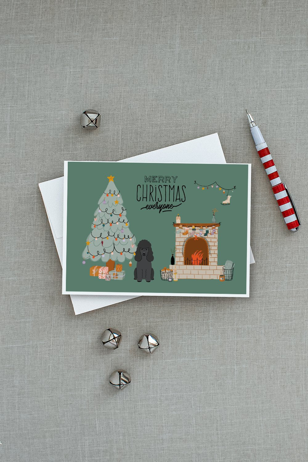 Black Poodle Christmas Everyone Greeting Cards Pack of 8 Blank Cards with Envelopes Whimsical A7 Size 5x7