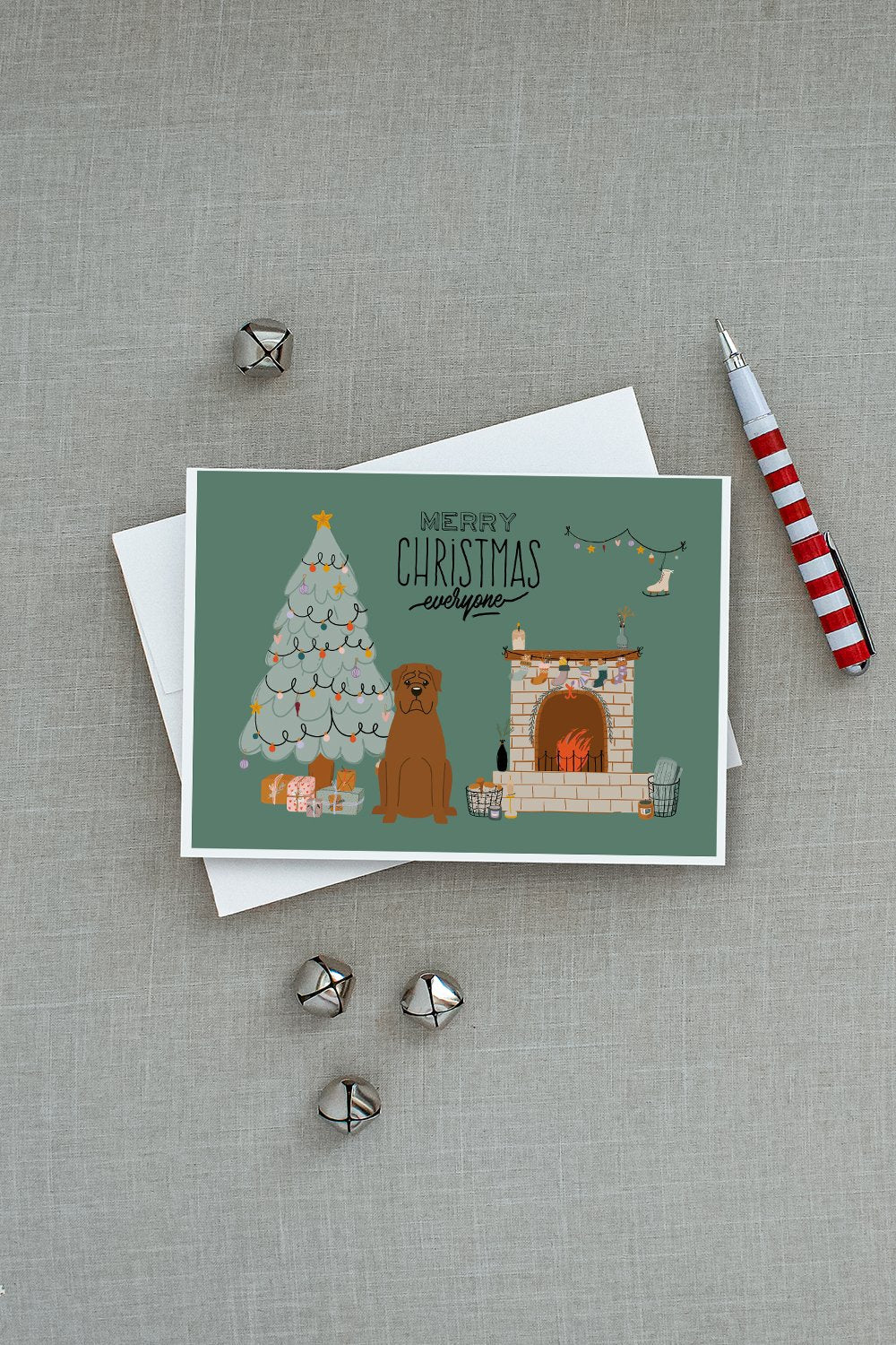 Dogue de Bourdeaux Christmas Everyone Greeting Cards Pack of 8 Blank Cards with Envelopes Whimsical A7 Size 5x7