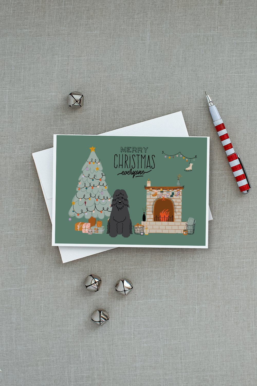 Bouvier des Flandres Christmas Everyone Greeting Cards Pack of 8 Blank Cards with Envelopes Whimsical A7 Size 5x7