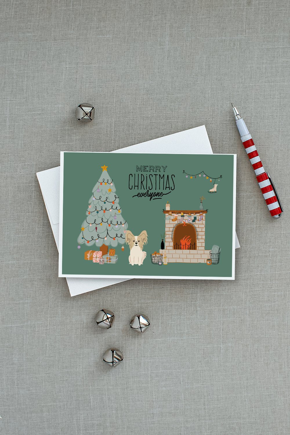 Sable White Papillon Christmas Everyone Greeting Cards Pack of 8 Blank Cards with Envelopes Whimsical A7 Size 5x7
