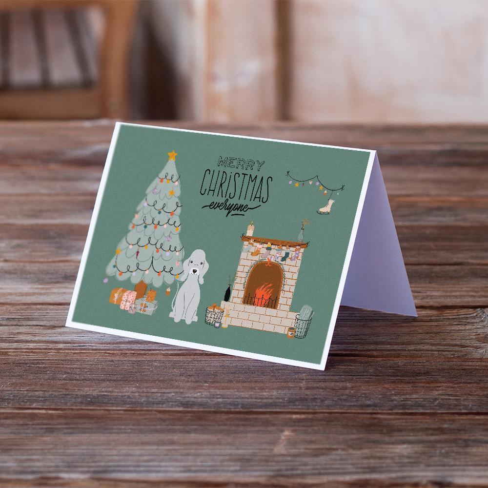 Blue Bedlington Terrier Christmas Everyone Greeting Cards Pack of 8 Blank Cards with Envelopes Whimsical A7 Size 5x7