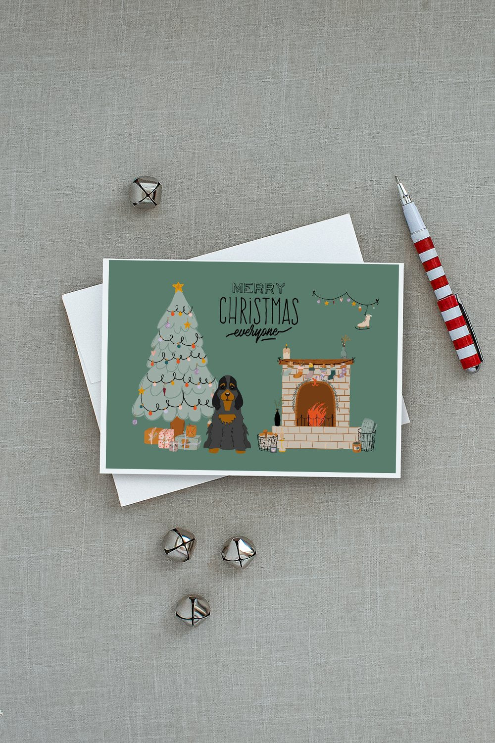 Black Tan Cocker Spaniel Christmas Everyone Greeting Cards Pack of 8 Blank Cards with Envelopes Whimsical A7 Size 5x7