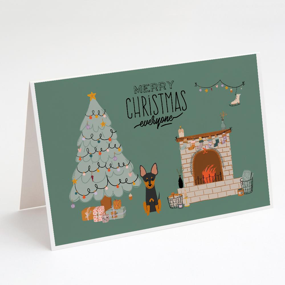 English Toy Terrier Christmas Everyone Greeting Cards Pack of 8 Blank Cards with Envelopes Whimsical A7 Size 5x7