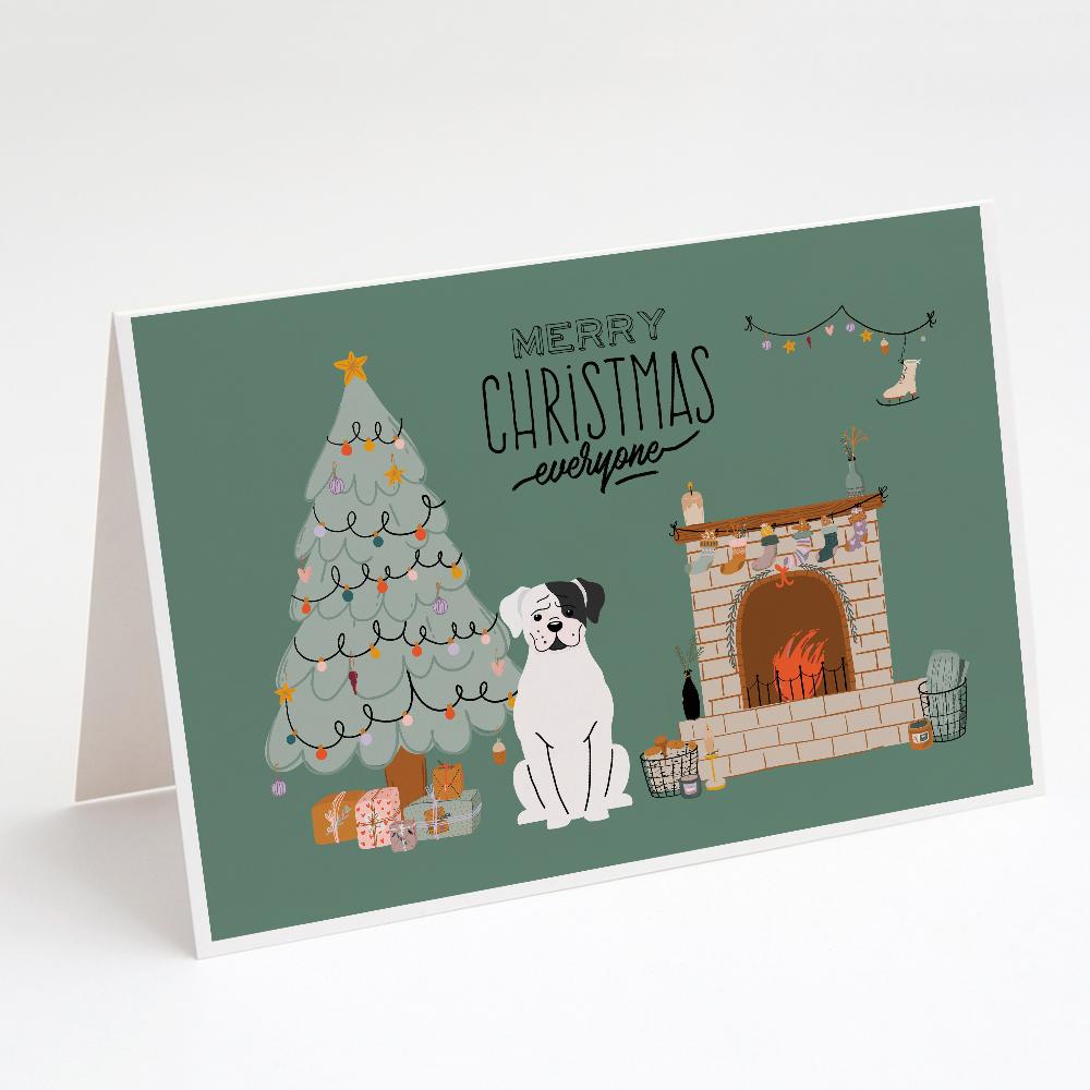 White Boxer Christmas Everyone Greeting Cards Pack of 8 Blank Cards with Envelopes Whimsical A7 Size 5x7