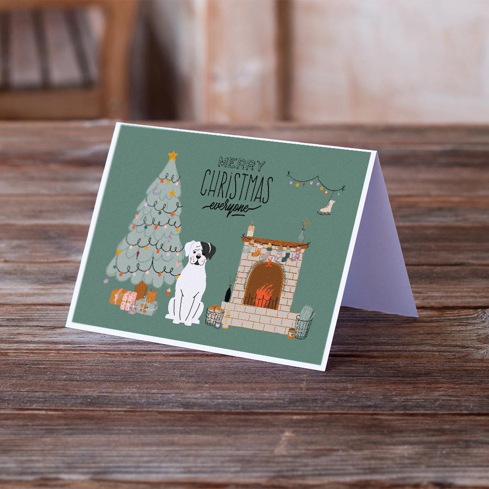 White Boxer Christmas Everyone Greeting Cards Pack of 8 Blank Cards with Envelopes Whimsical A7 Size 5x7