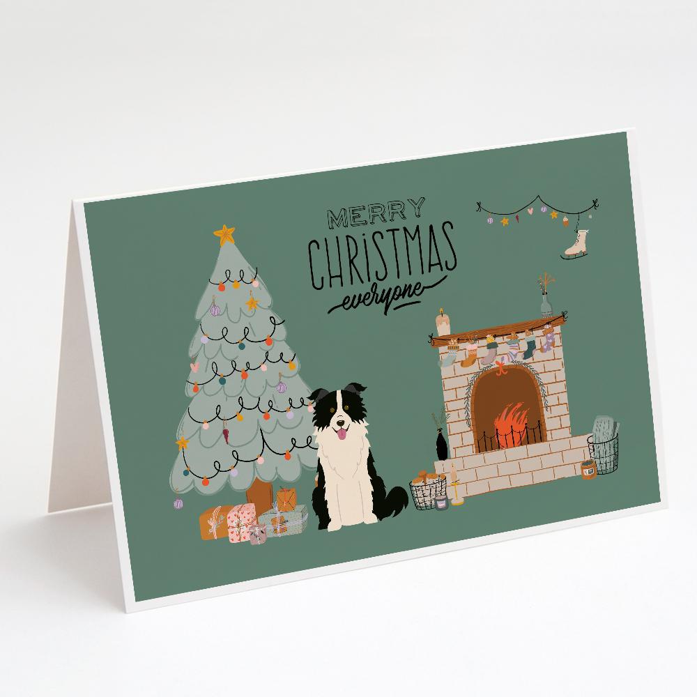 Black White Border Collie Christmas Everyone Greeting Cards Pack of 8 Blank Cards with Envelopes Whimsical A7 Size 5x7