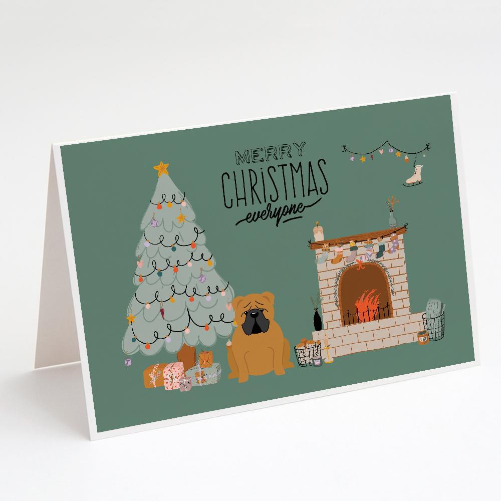 Red English Bulldog Christmas Everyone  Greeting Cards Pack of 8 Blank Cards with Envelopes Whimsical A7 Size 5x7