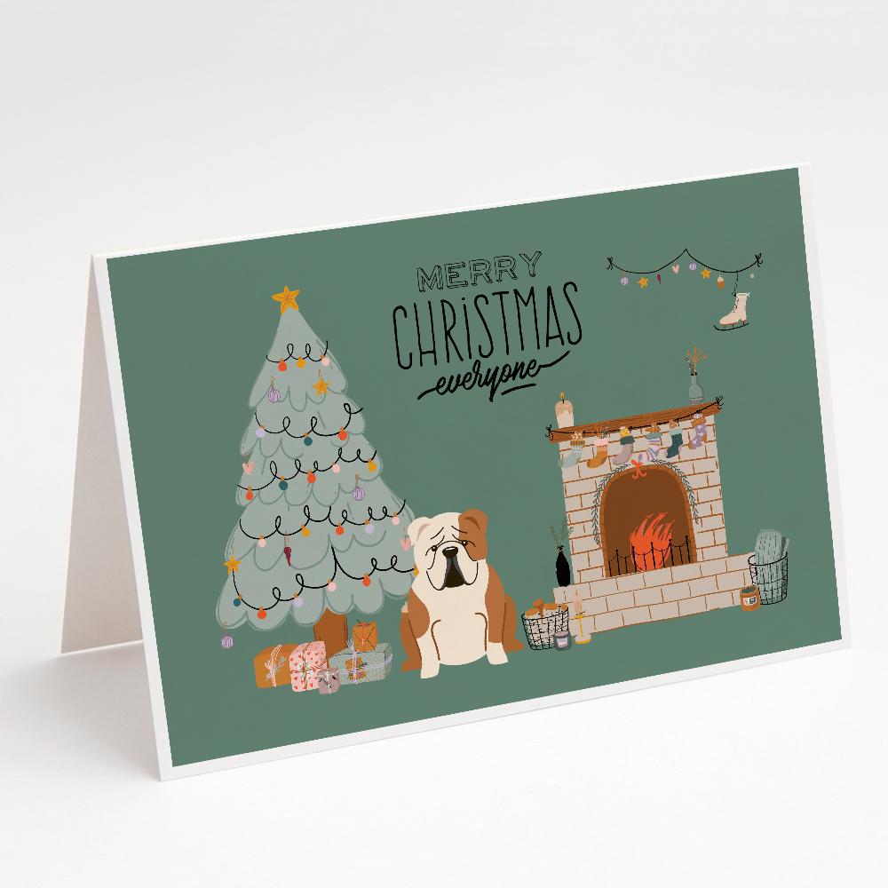 Fawn White English Bulldog Christmas Everyone Greeting Cards Pack of 8 Blank Cards with Envelopes Whimsical A7 Size 5x7