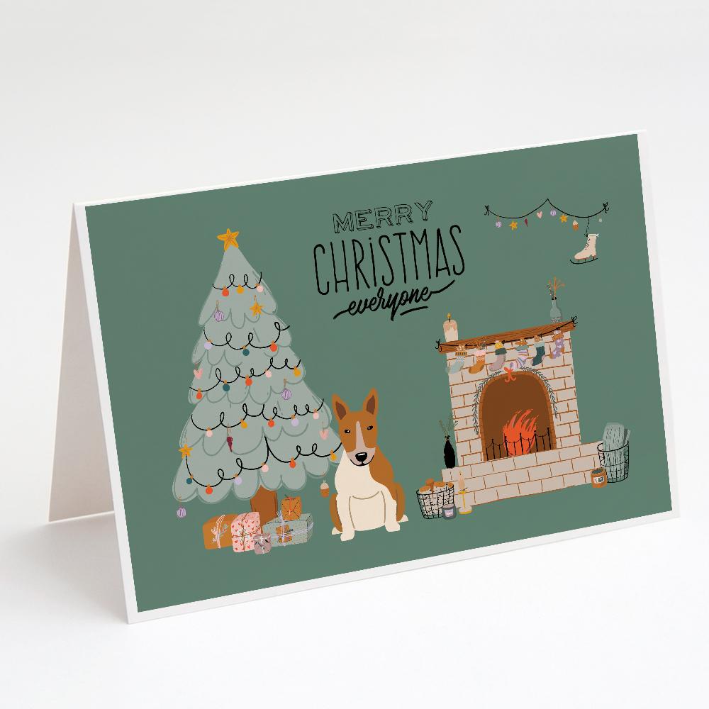 Red White Bull Terrier Christmas Everyone Greeting Cards Pack of 8 Blank Cards with Envelopes Whimsical A7 Size 5x7