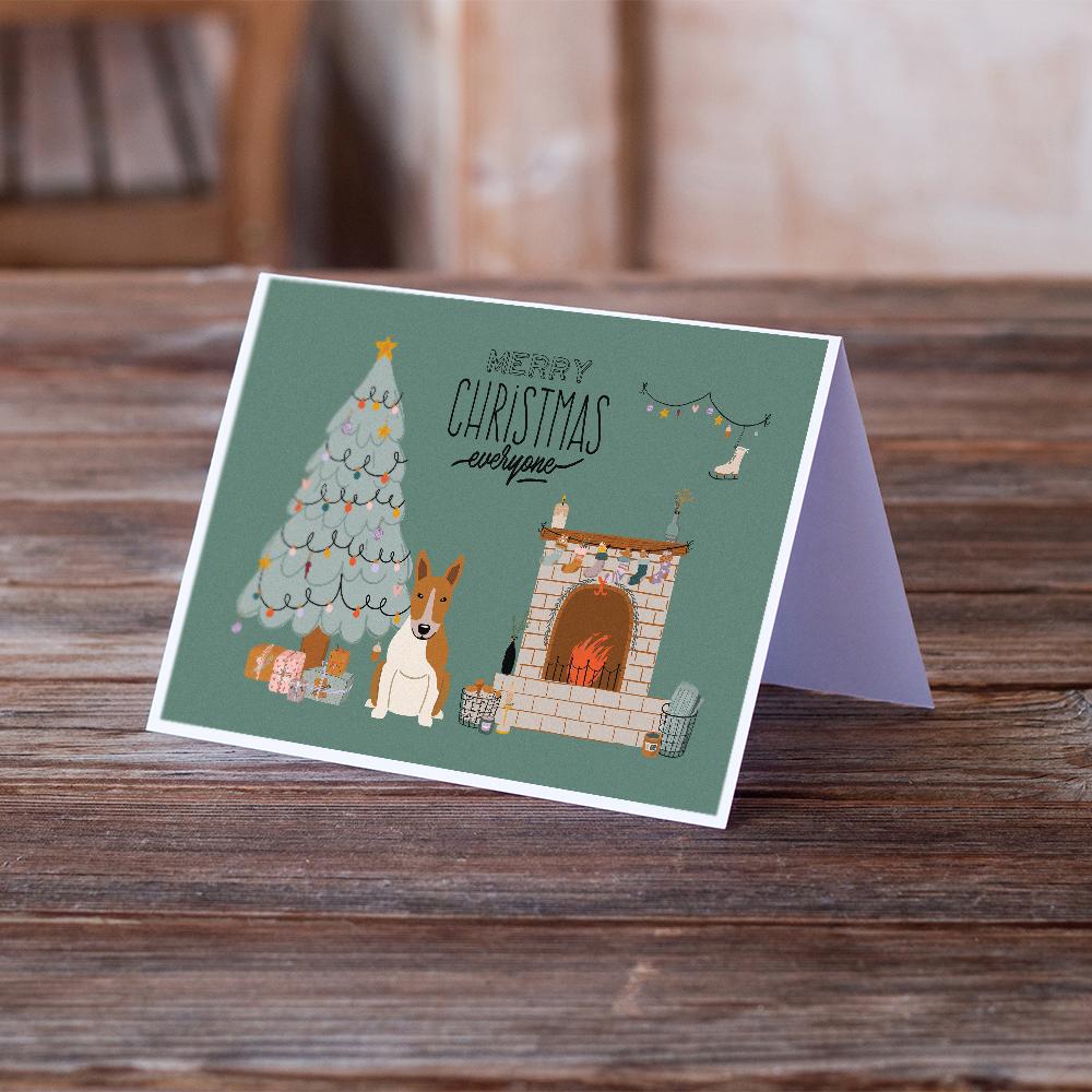 Red White Bull Terrier Christmas Everyone Greeting Cards Pack of 8 Blank Cards with Envelopes Whimsical A7 Size 5x7