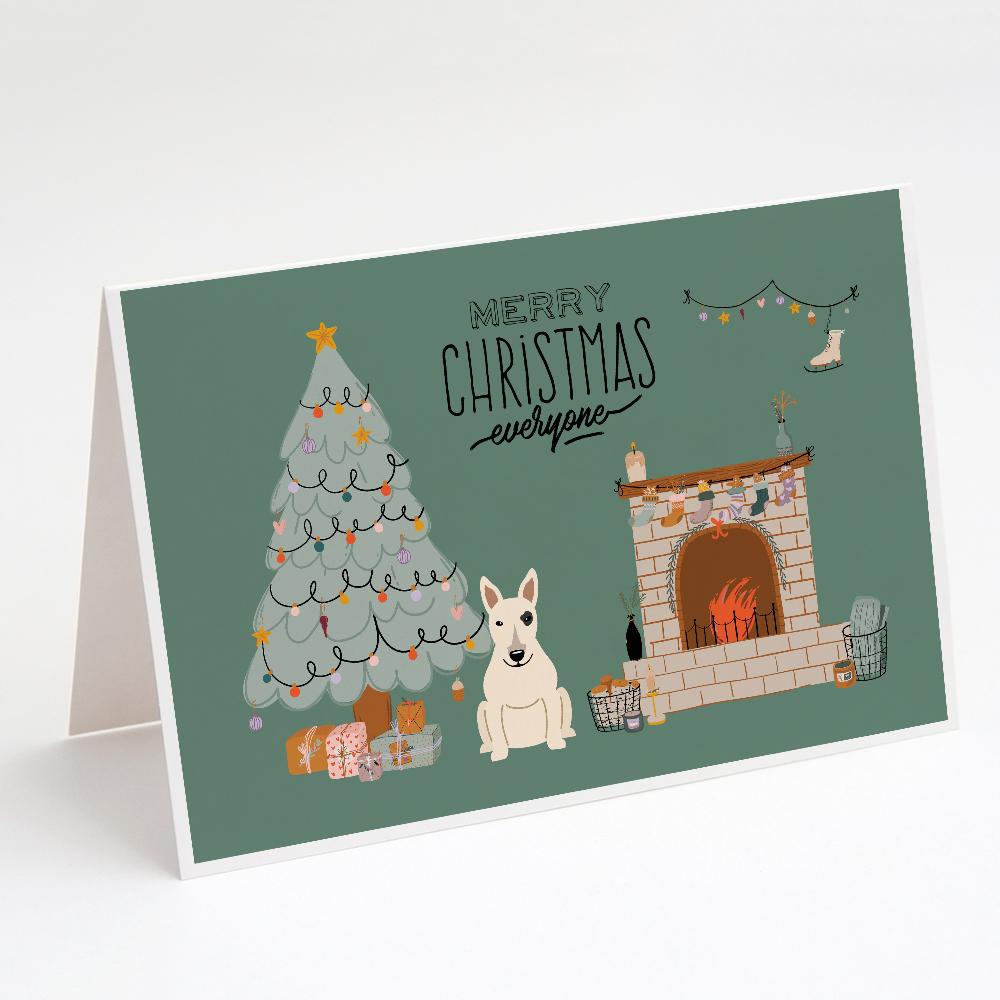 White Bull Terrier Christmas Everyone Greeting Cards Pack of 8 Blank Cards with Envelopes Whimsical A7 Size 5x7