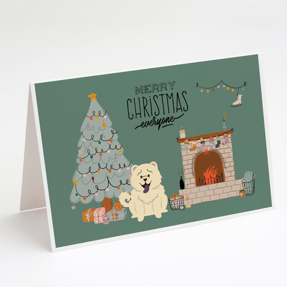 White Chow Chow Christmas Everyone Greeting Cards Pack of 8 Blank Cards with Envelopes Whimsical A7 Size 5x7