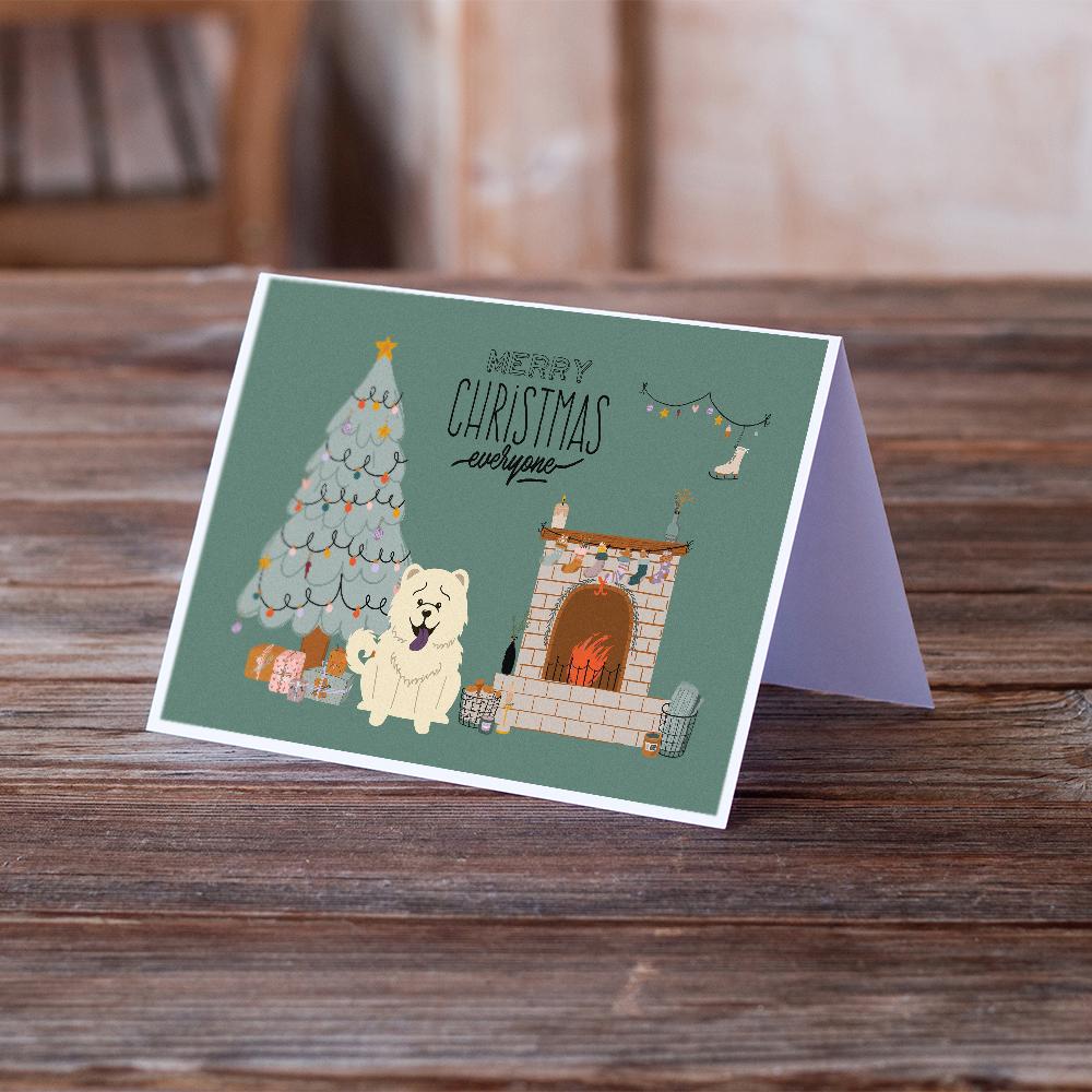 White Chow Chow Christmas Everyone Greeting Cards Pack of 8 Blank Cards with Envelopes Whimsical A7 Size 5x7