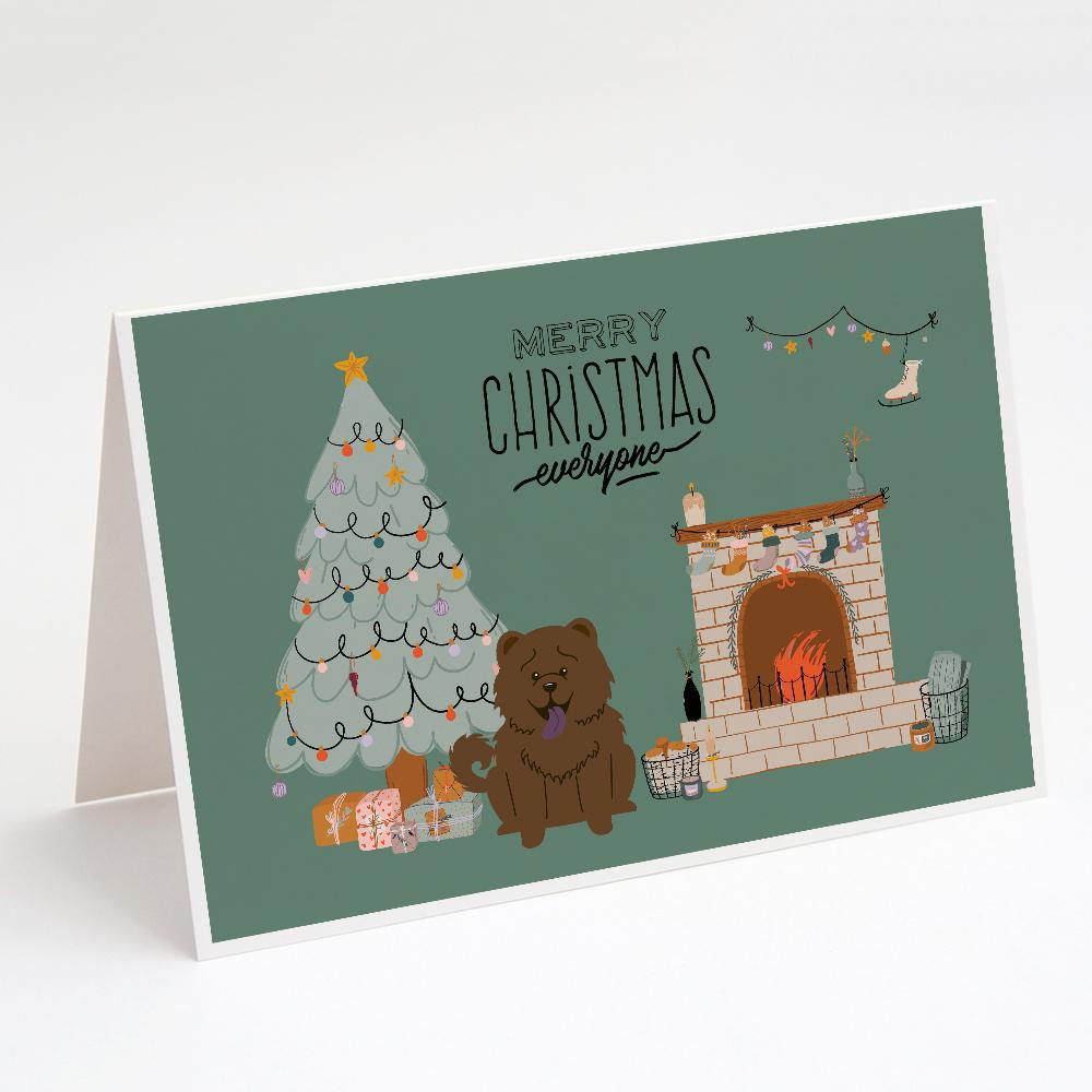 Chocolate Chow Chow Christmas Everyone Greeting Cards Pack of 8 Blank Cards with Envelopes Whimsical A7 Size 5x7