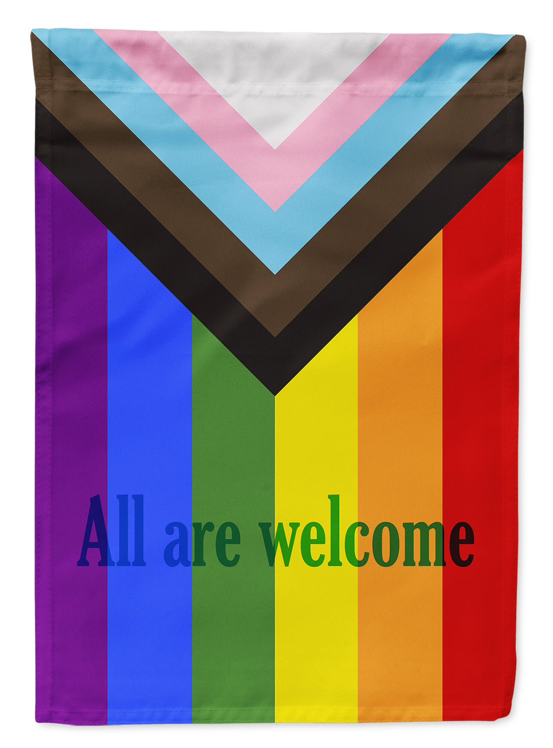 Gay Progress Pride All are Welcome House Flag 28x40 Porch Sleeve Pole Decorative Outside Yard Banner Artwork Wall Hanging, Polyester