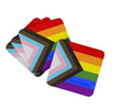 Gay Progress Pride All are Welcome Foam Coasters Set of 4 Cup Coasters for Indoor Outdoor, Tabletop Protection, Anti Slip, Mouse pad Material