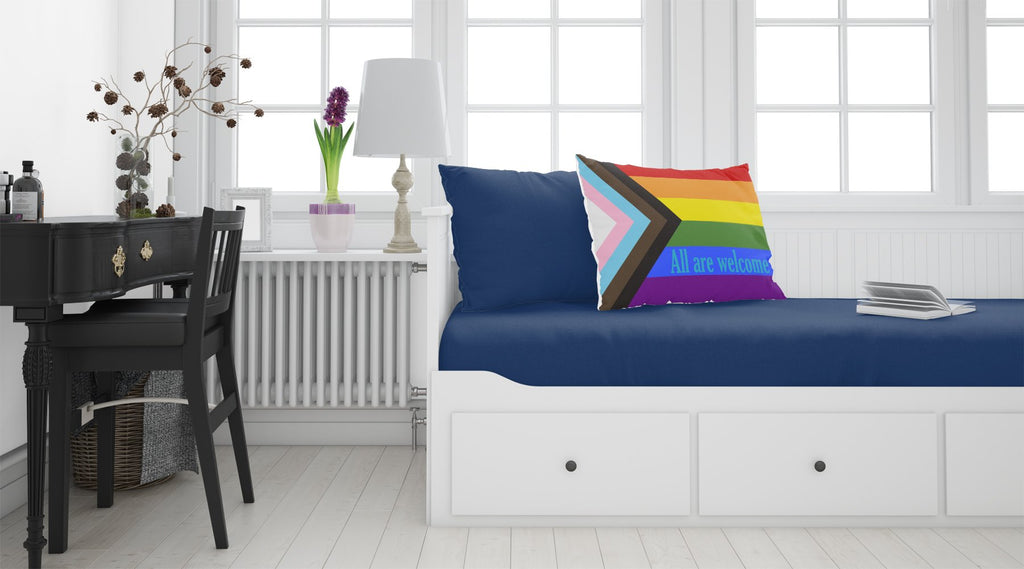 Gay Progress Pride All are Welcome Standard Pillowcase Lightweight Super Soft Easy Care Decorative Artwork Pillowcase, Standard