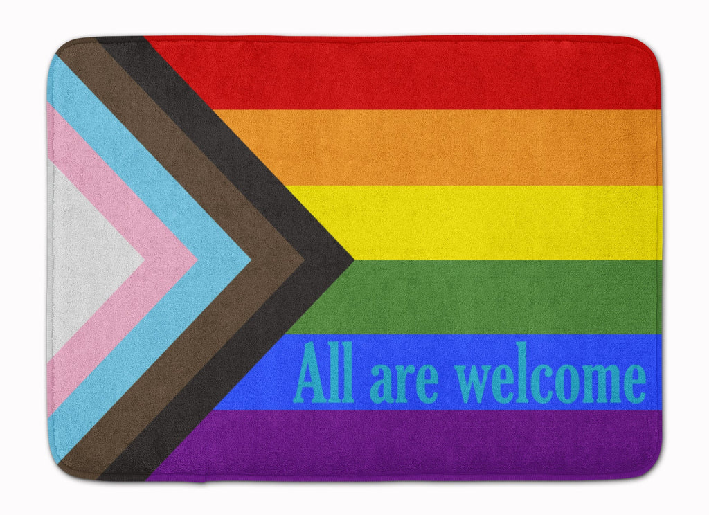 Gay Progress Pride All are Welcome Memory Foam Kitchen Mat Machine Washable Anti-Fatigue Cushion Comfort Bath or Kitchen Rug